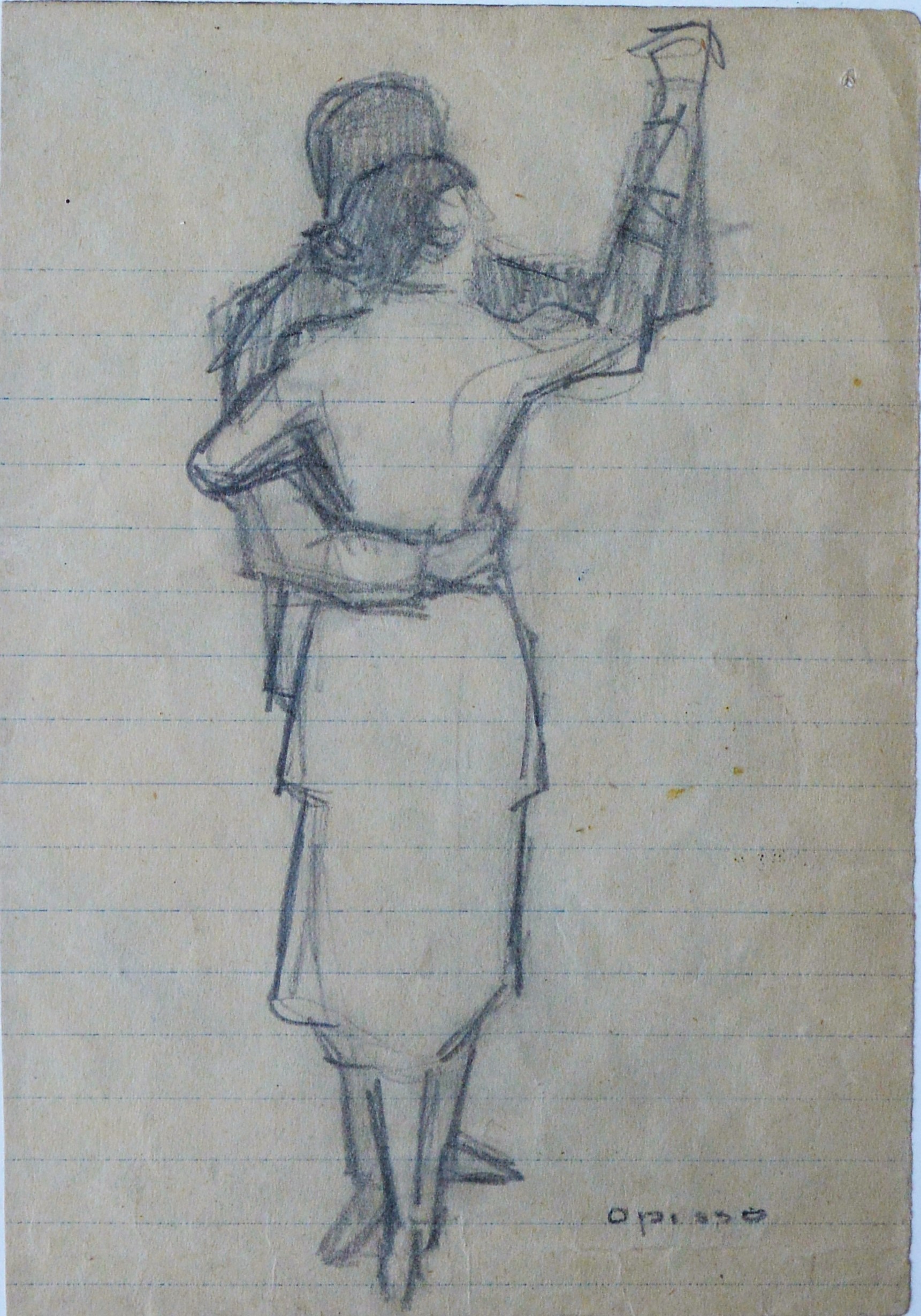 Ricard Opisso – «Pareja de baile» dibujo lápiz papel, enmarcado – El