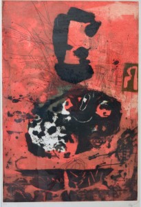 Clavé Antoni 1970, Guerrier au grand G, grabado al carborundum, edición 75 ejemplares, numerado ea y firmado a lápiz, enmhuella 91x62 cms., papel 105x75 cms. y marco 111x80 cm (2)